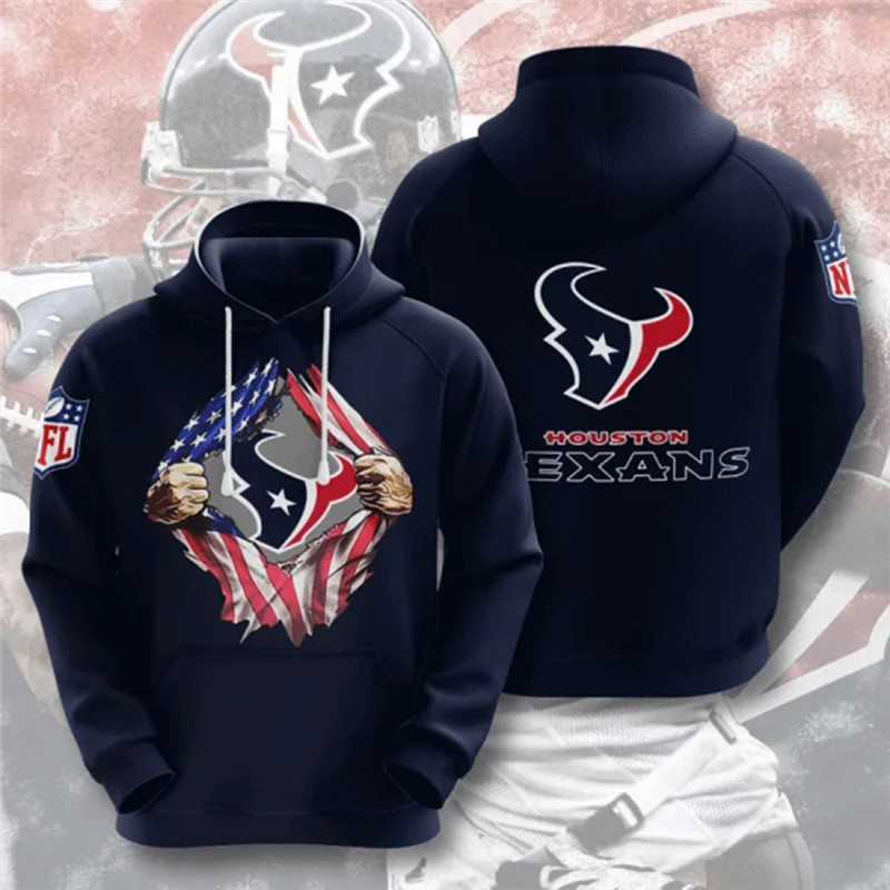 Men's Houston Texans Navy NFL 3D Trending T-Shirt Hoodie